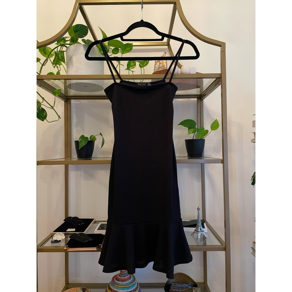 Nasty Gal Black Mini Dress with Ruffle Hem